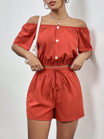 Women'S Solid Color Casual Two Piece Set