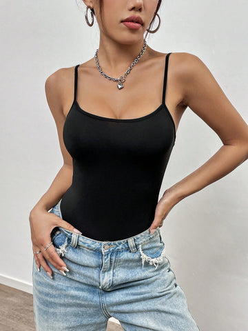 Women'S Solid Color Halter Bodysuit