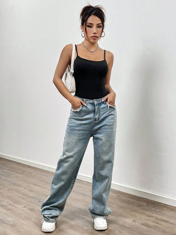 Women'S Solid Color Halter Bodysuit