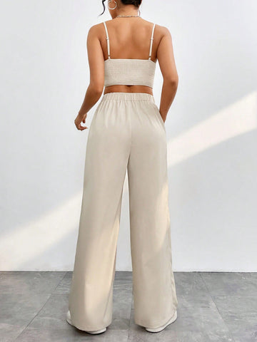 Women'S Solid Color Leisure Two-Piece Set