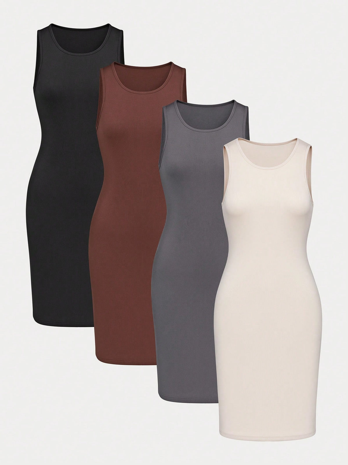 Women'S Solid Color Round Neck Sleeveless Dress