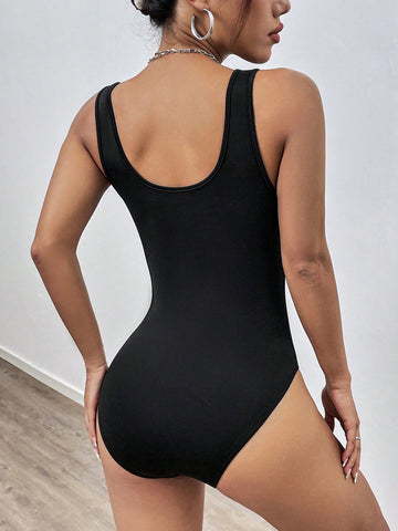 Women'S Solid Color Sleeveless Bodysuit