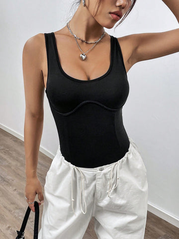 Women'S Solid Color Sleeveless Bodysuit