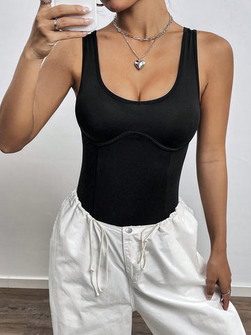 Women'S Solid Color Sleeveless Bodysuit