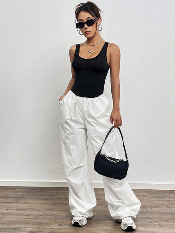 Women'S Solid Color Sleeveless Bodysuit