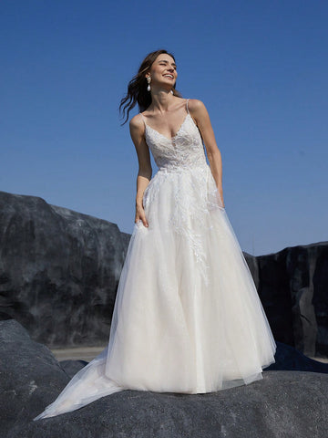 Women'S Sparkling Sequin Splicing Floor Length Wedding Cami Dress