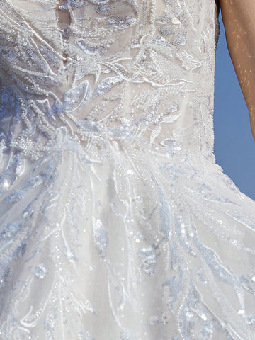 Women'S Sparkling Sequin Splicing Floor Length Wedding Cami Dress