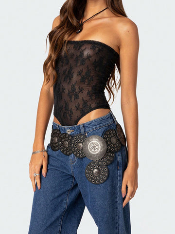 Women'S Strapless Mesh Bodysuit