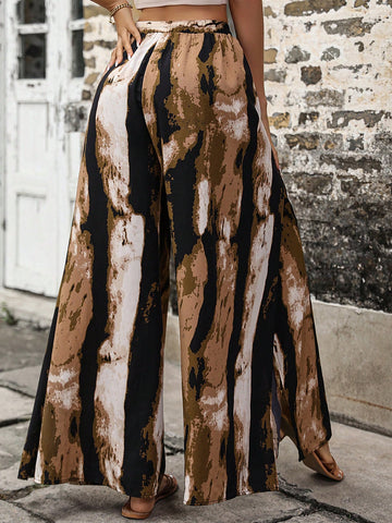 Women'S Tie Dye High Waist Knotted Wide Leg Pants