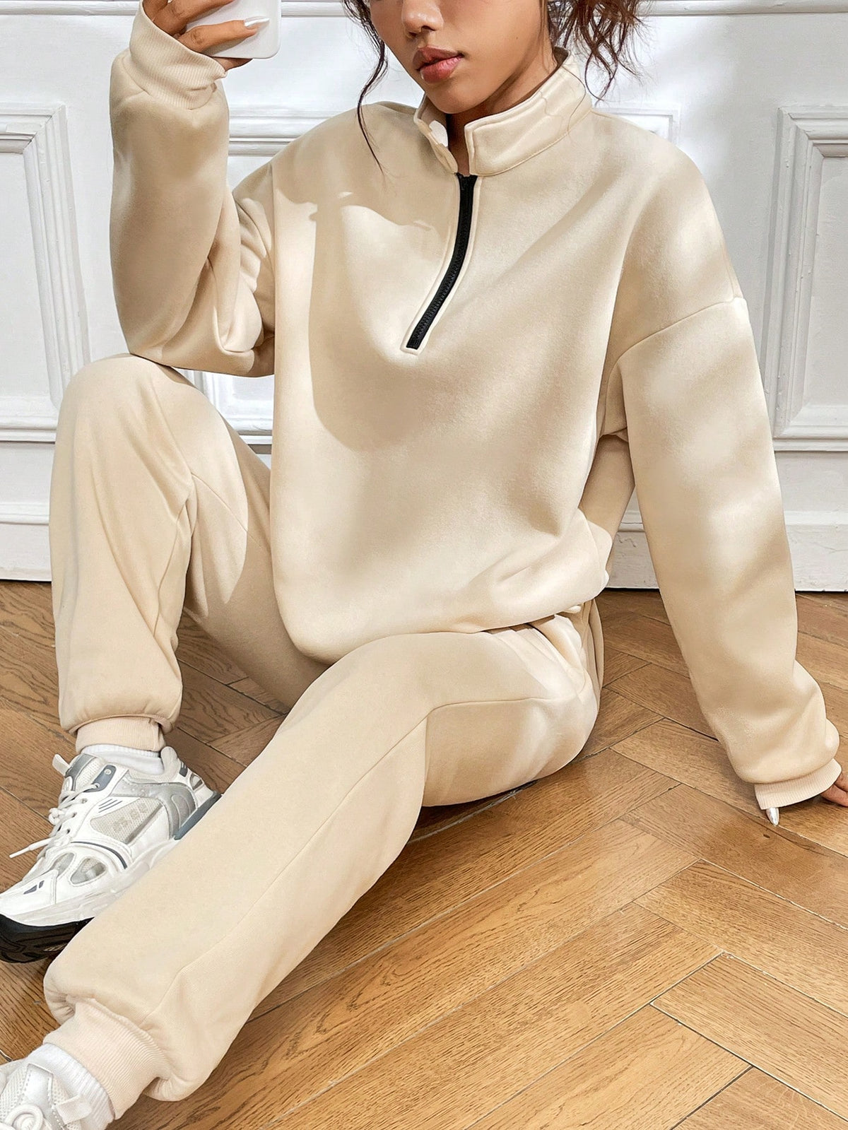 Women'S Two-Piece Zippered Sweatshirt And Sweatpants Set