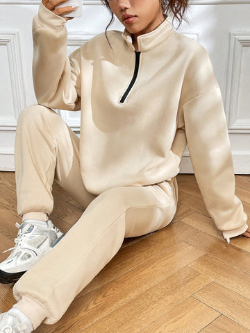 Women'S Two-Piece Zippered Sweatshirt And Sweatpants Set
