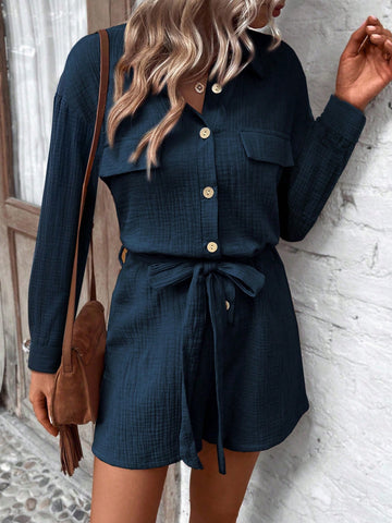 Women'S Waist Shirt Jumpsuit