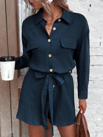 Women'S Waist Shirt Jumpsuit