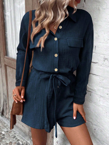 Women'S Waist Shirt Jumpsuit