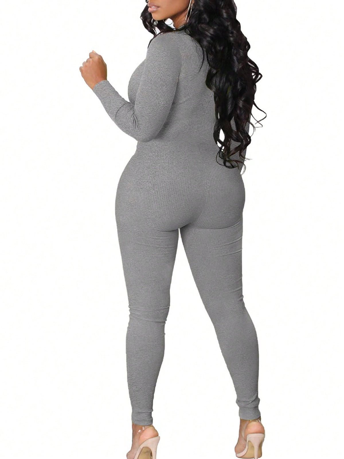 Women'S Zipper Closure High Neck Bodysuits With Skinny Pants