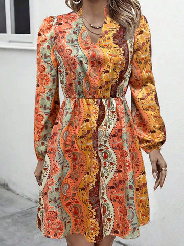 Women All-Over Print Casual Mid-Length Dress