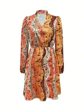 Women All-Over Print Casual Mid-Length Dress