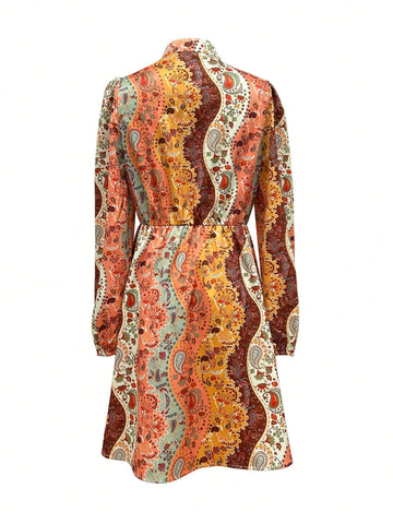 Women All-Over Print Casual Mid-Length Dress