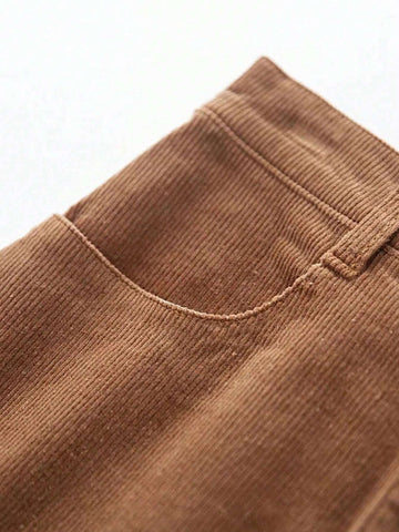 Women Brown Fashionable Slimming A-Line Skirt, Autumn/Winter