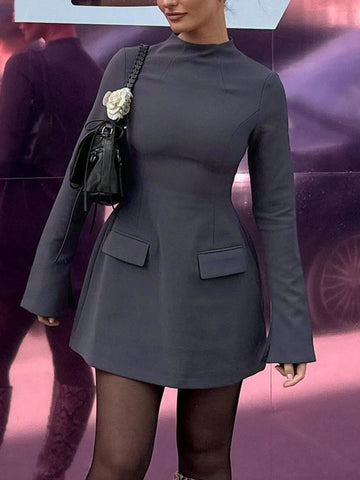 Women Casual Bodycon Long Sleeves Elegant Dress Fashion Daily Streetwear Fall Winter Outfit