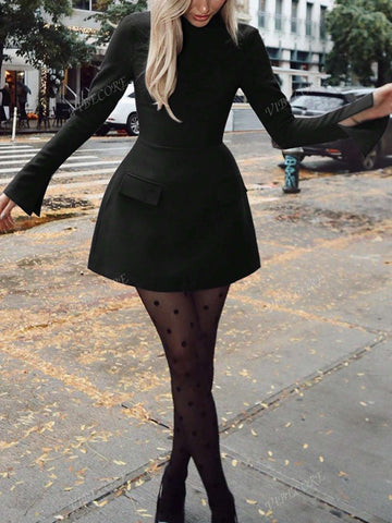 Women Casual Bodycon Long Sleeves Elegant Dress Fashion Daily Streetwear Fall Winter Outfit