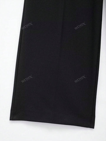 Women Casual Pants Contrast-Color Lace-Up Elegant Trouser