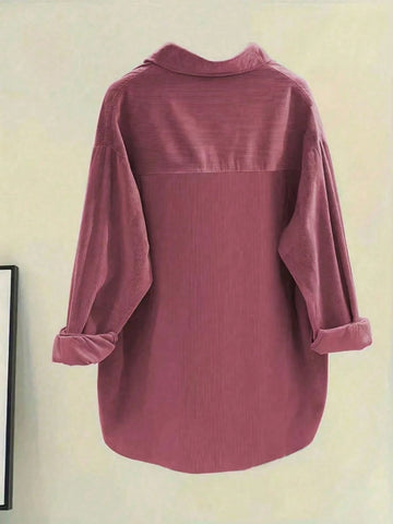 Women Casual Solid Color Long Sleeve Shirt, Autumn
