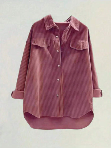 Women Casual Solid Color Long Sleeve Shirt, Autumn