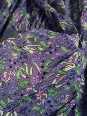 Women Chiffon Ditsy Floral Vintage Pleated Long Skirt, Flattering