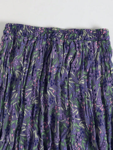 Women Chiffon Ditsy Floral Vintage Pleated Long Skirt, Flattering