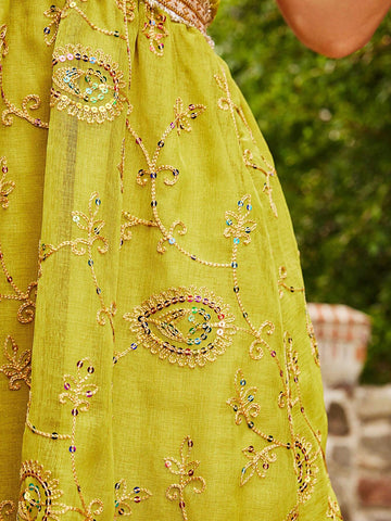 Women Colorful Beaded Embroidery Golden Tassel Trimmed Evening Gown