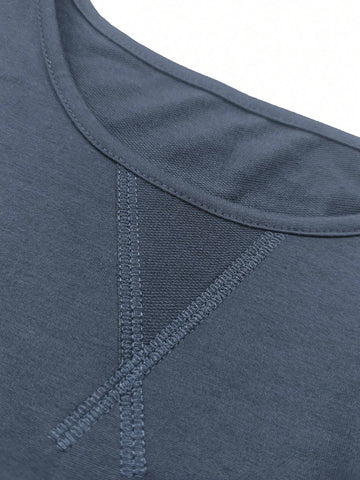 Women Criss-Cross Neckline Round Neck Dropped Shoulder Long Sleeve Casual Loose Sweatshirt Dress