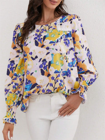 Women Ditsy Ditsy Floral Elegant Design Blouse