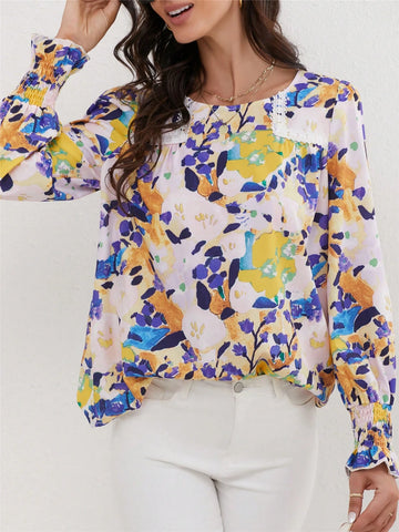 Women Ditsy Ditsy Floral Elegant Design Blouse