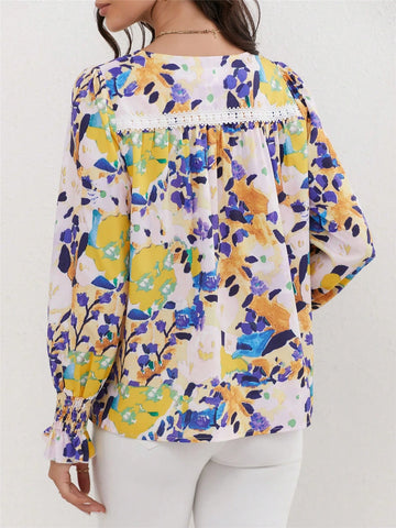 Women Ditsy Ditsy Floral Elegant Design Blouse