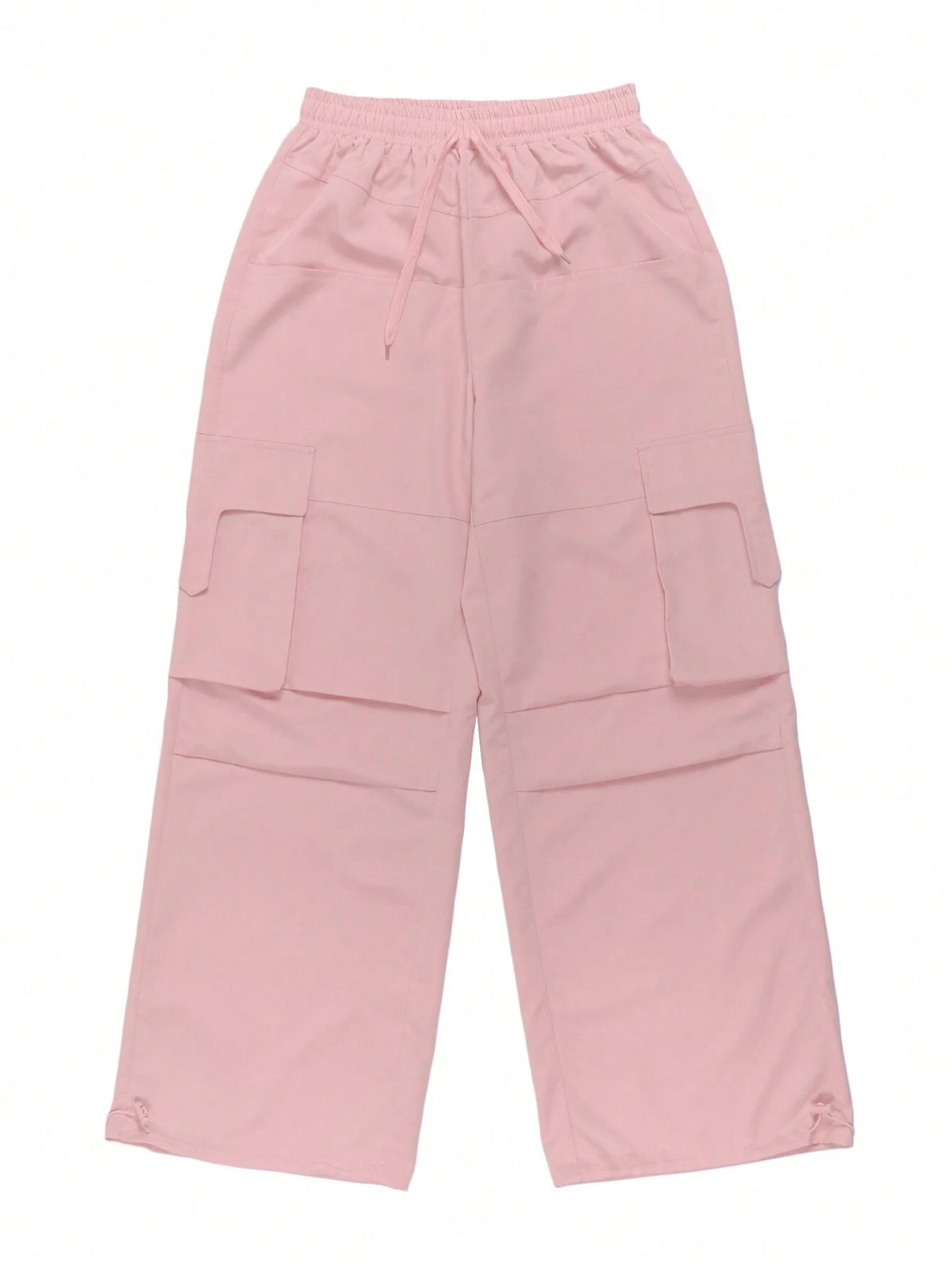Women Drawstring Waist Solid Color Casual Cargo Pants