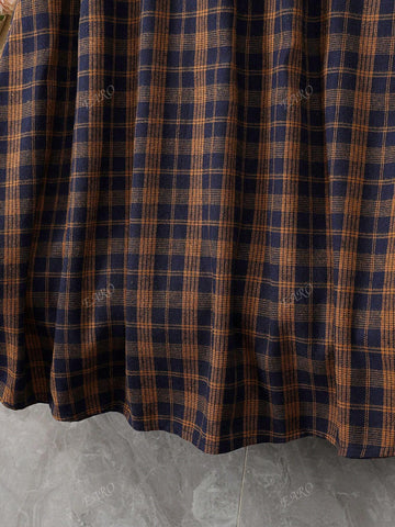 Women Elastic Waist Plaid Minimalist A-Line Skirt, Casual Wear