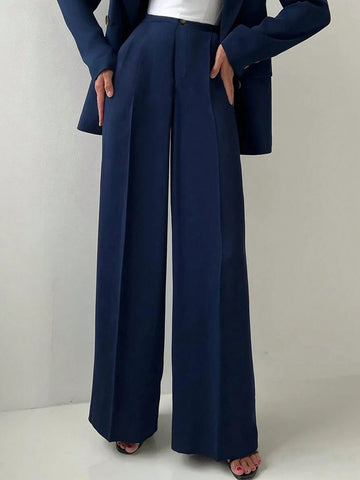 Women Elastic Waist Straight Leg Casual Trousers For Commute, Autumn/Winter