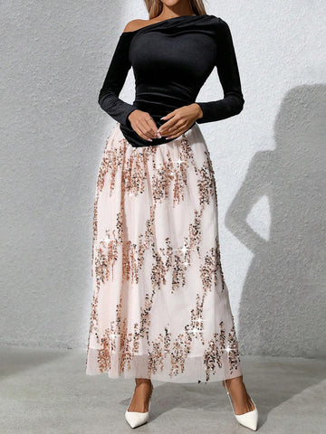 Women Elegant Casual Striped Argyle Pattern Long Sleeve Mini Dress