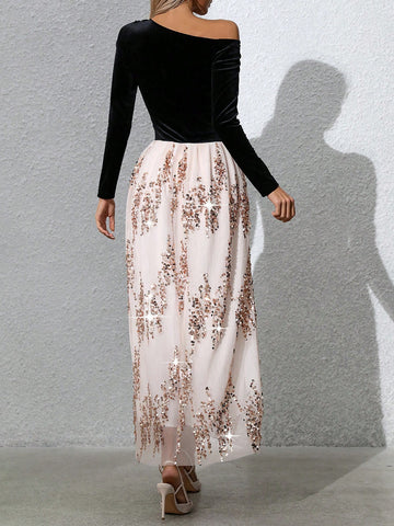 Women Elegant Casual Striped Argyle Pattern Long Sleeve Mini Dress