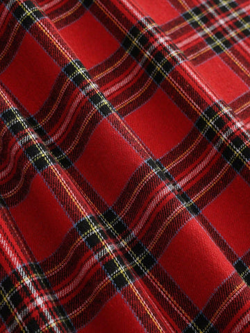 Women Elegant High Waist Plaid A-Line Skirt, Loose Fit Flattering