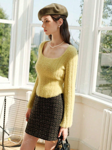 Women Elegant High Waist Skirt, Casual For Holiday