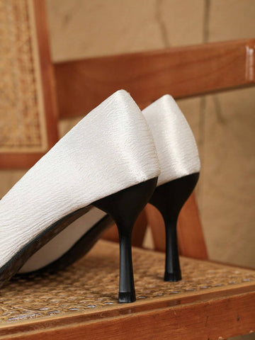 Women Elegant Narrow Stiletto Heel Bow Slip On Pumps, Suitable