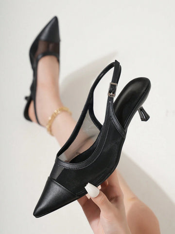 Women Fashion Elegant Minimalist Breathable Pointed Toe Stiletto High Heels