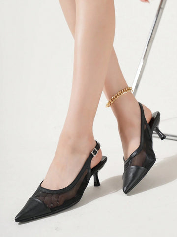 Women Fashion Elegant Minimalist Breathable Pointed Toe Stiletto High Heels