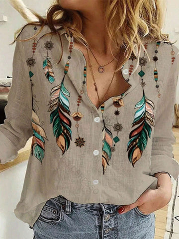 Women Fashion New Single-Breasted Long Sleeve Blouse