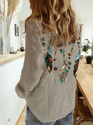 Women Fashion New Single-Breasted Long Sleeve Blouse