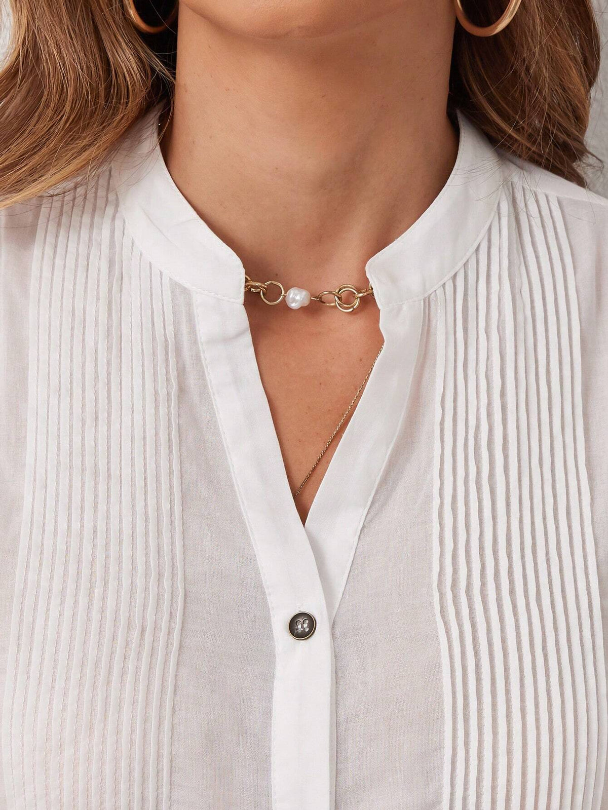 Women Fashion Notch V-Neck Casual Shirt