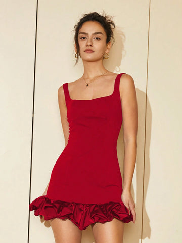 Women Fashionable And Elegant Solid Slim Lace Dress