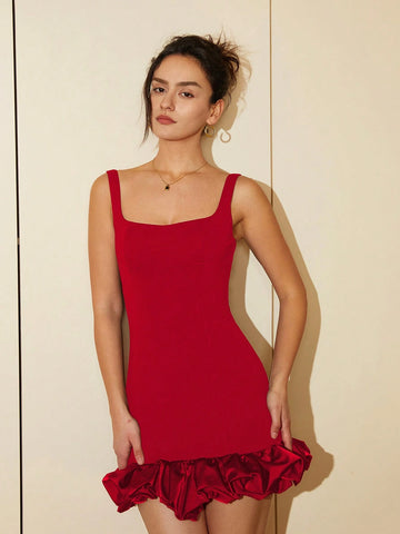 Women Fashionable And Elegant Solid Slim Lace Dress